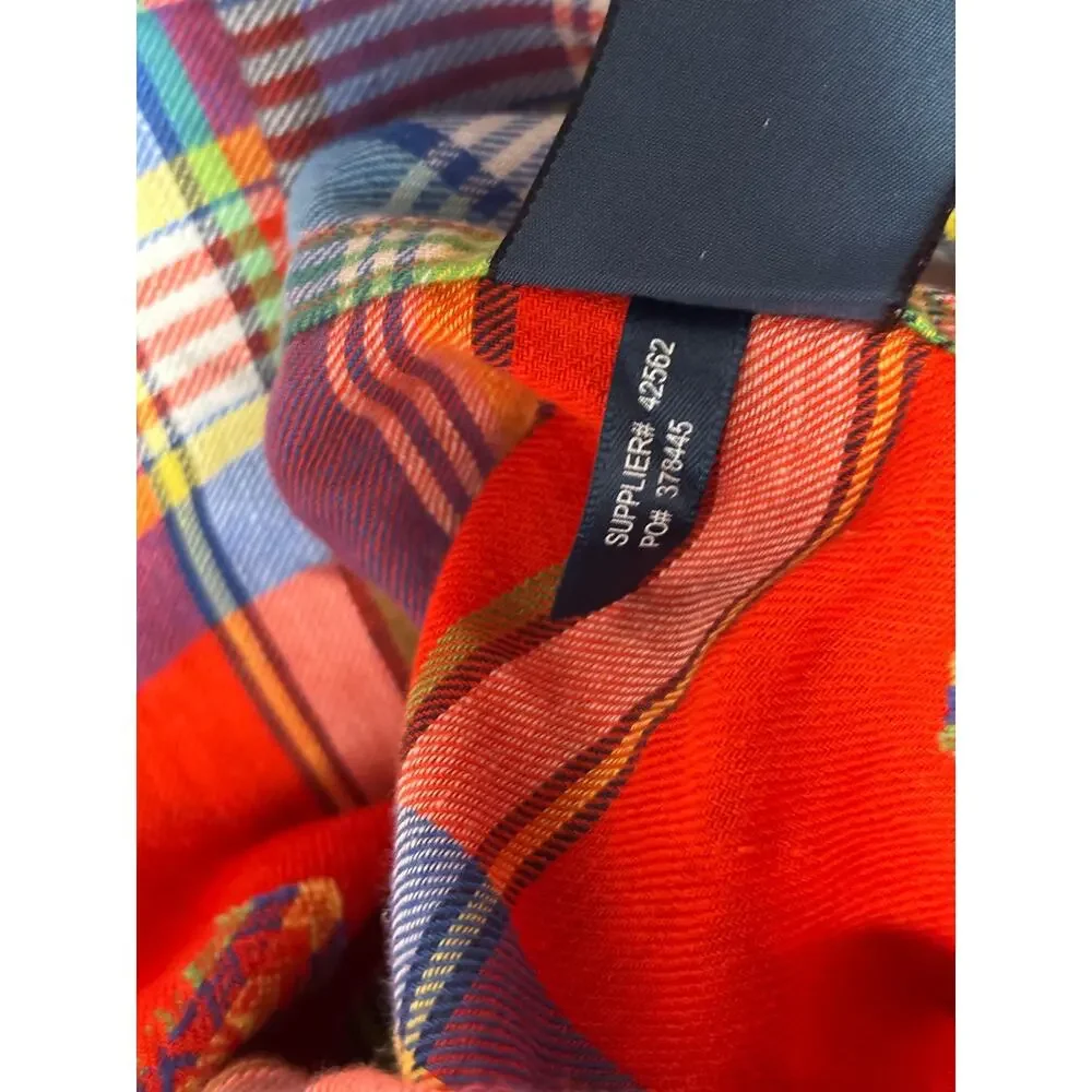 Ralph Lauren Shirt Boys 6 Multicolor Plaid Long Sleeve Button Front Madras